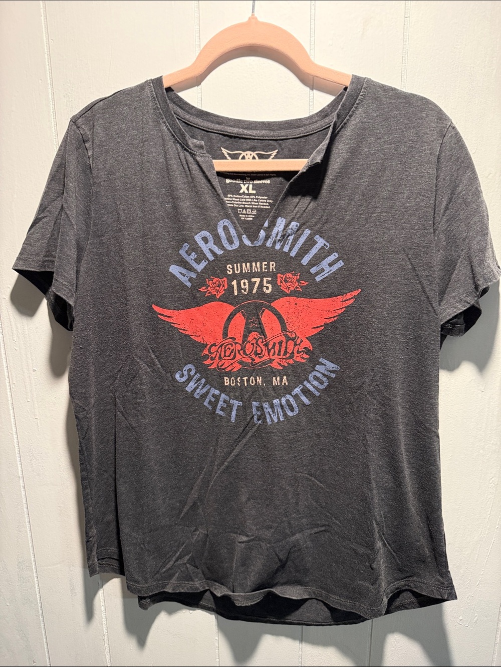 Aerosmith Short Sleeve Graphic Tee - Black with Red & Blue Print